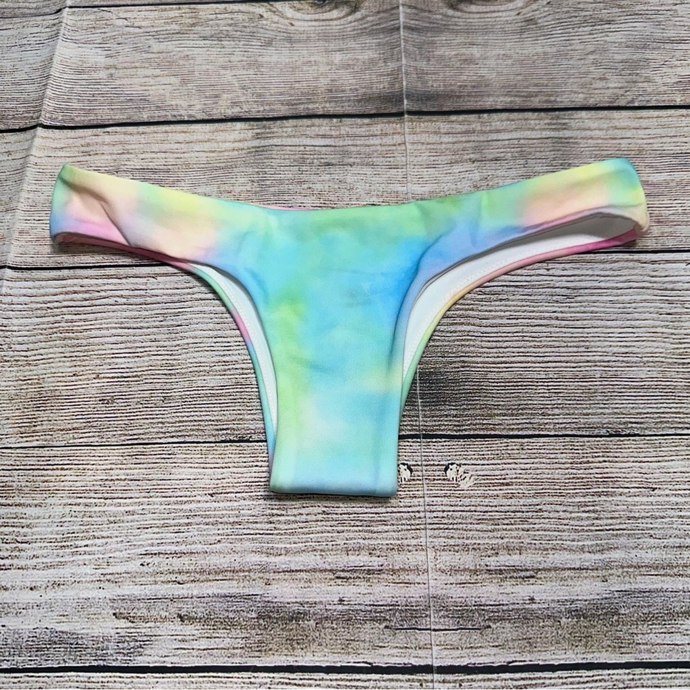NWT Plumeria Swimwear Colorful Tie-Dye Bikini Bottom Size S